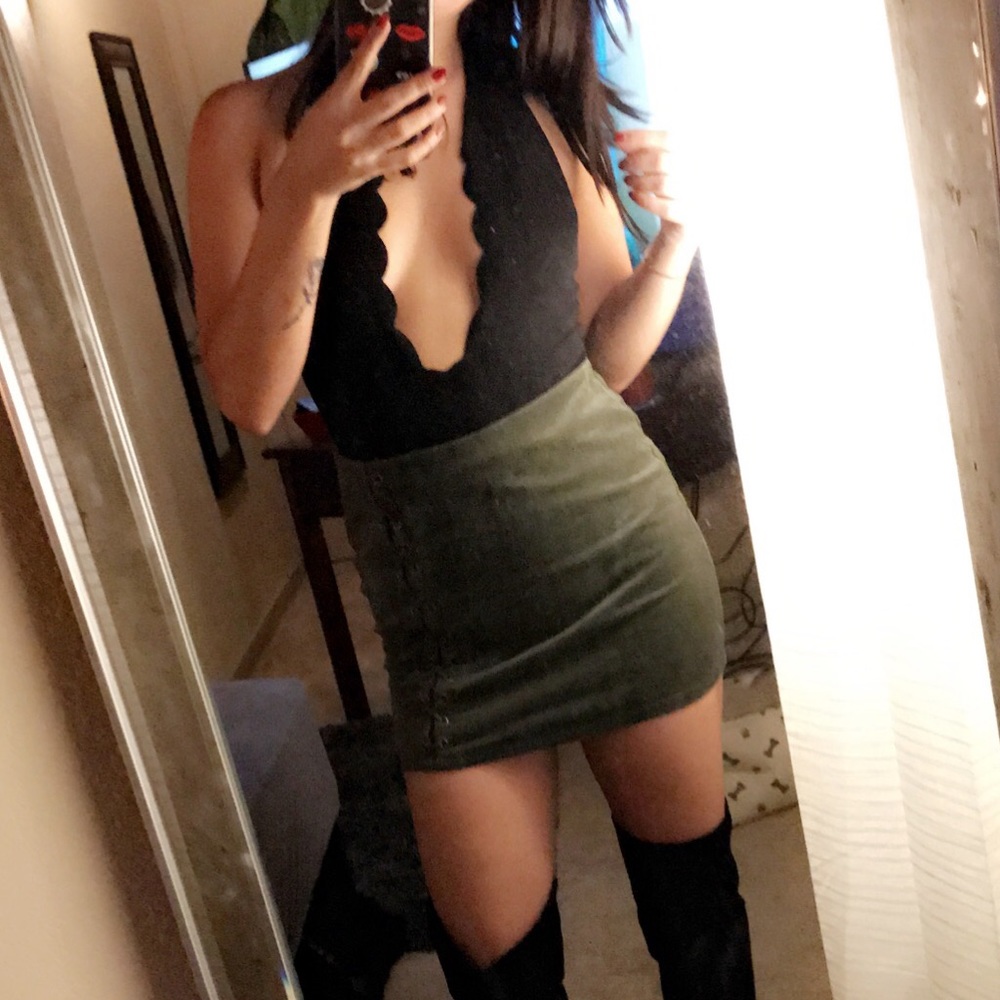 Green corduroy skirt